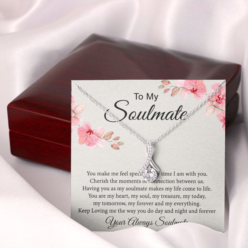 To My Soulmate Necklace for Women Birthday Christmas Jewelry Gifts For My Wife with Message Card Box Personalized Gift Present Pendant for Future Wife Soulmate Girlfriend Love 27 Alluring Beauty Necklace