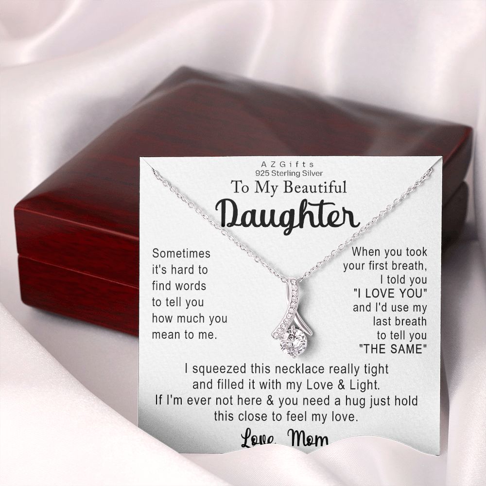 To My Daughter Necklace Gift from Mom Necklace for Daughter from Mom Mother Christmas Birthday Gifts for Teen Girls Women Gift for Daughter Jewelry Present for Her Alluring Beauty Necklace