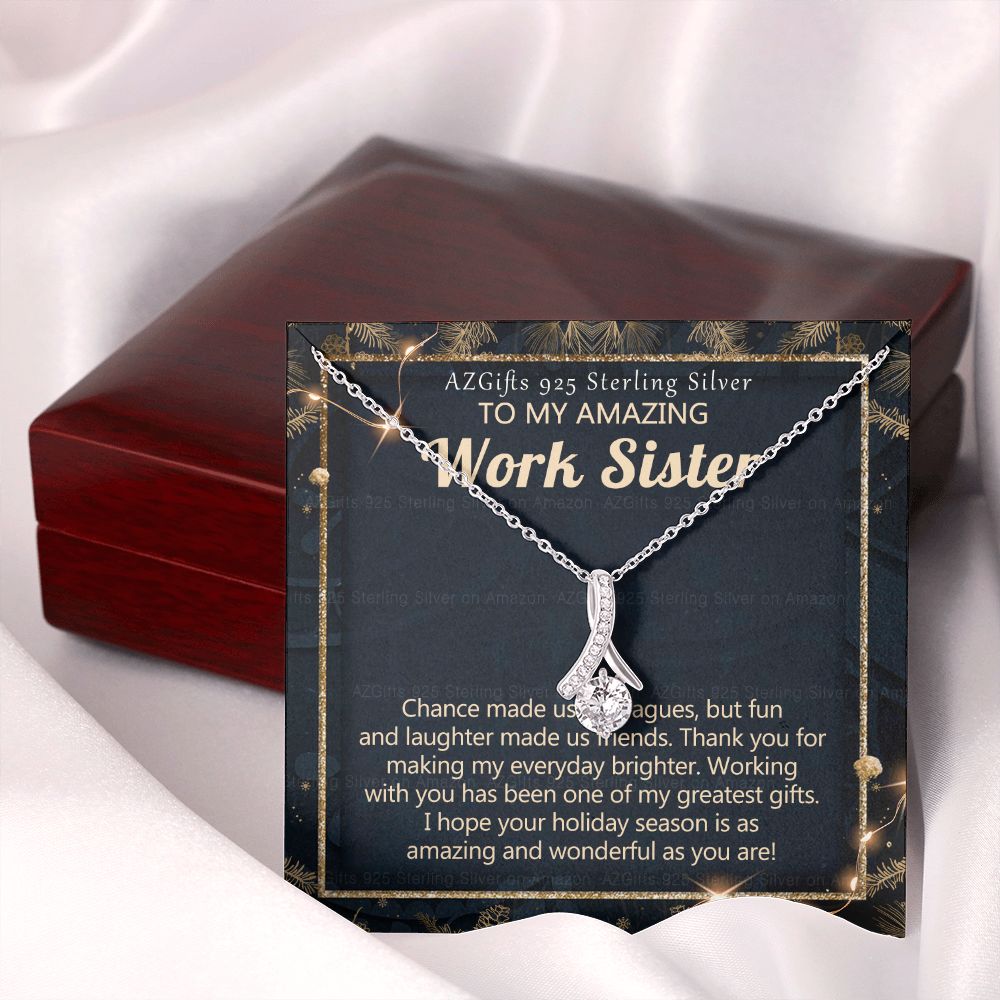 To My Work Sister Necklace Gift for Colleague Christmas Necklace for Work Sister from Co-Worker Christmas Pendant Gift for Colleague Christmas Jewelry Gift for Her Women 301 Alluring Beauty Necklace
