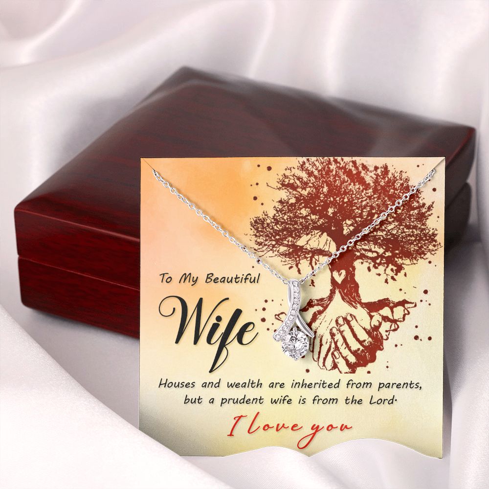 To My Beautiful Wife Necklace, Wedding Anniversary Jewelry For Women, Necklace For Wife from Husband, Gifts For Wife Birthday Gifts Necklace, Jewelry With Message Card In A Gift Box