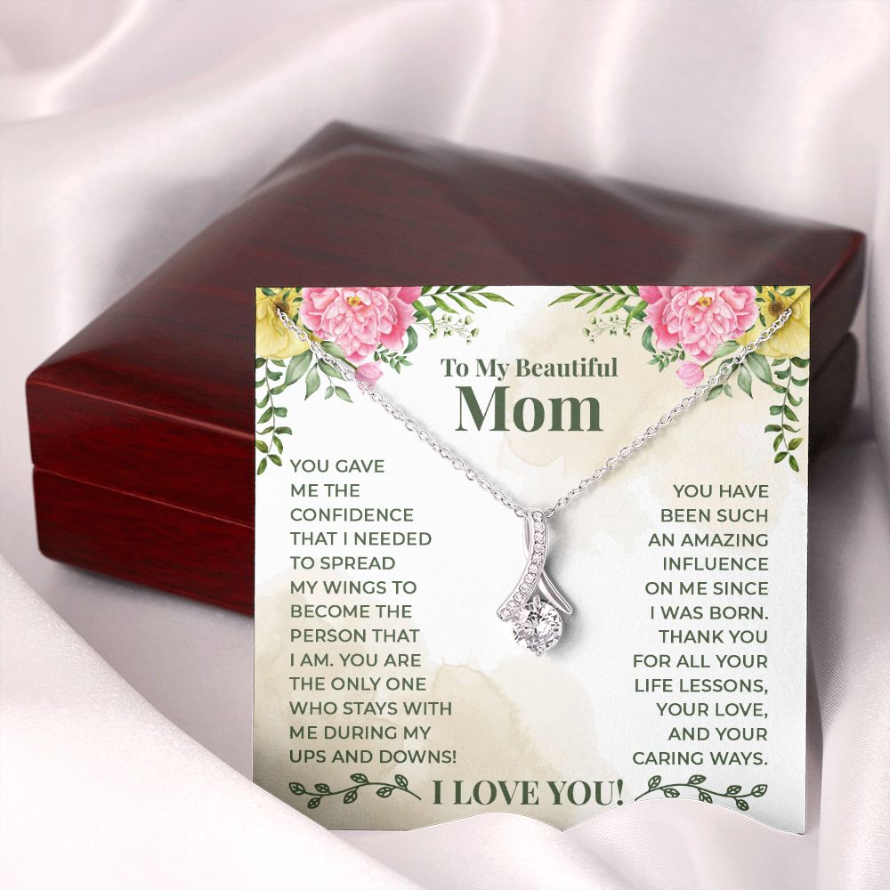 Mom Necklace Gifts for Mom from Daughter to Mom Gifts for Mothers Day from Daughter, To My Mom Necklace from Daughter to Mom Birthday Gifts Necklace with Message Card and Gift Box22 Alluring Beauty Necklace