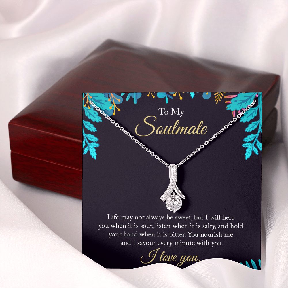 To My Soulmate Necklace for Women Birthday Christmas Jewelry Gifts For My Wife with Message Card Box Personalized Gift Present Pendant for Future Wife Soulmate Girlfriend Love 16 Alluring Beauty Necklace