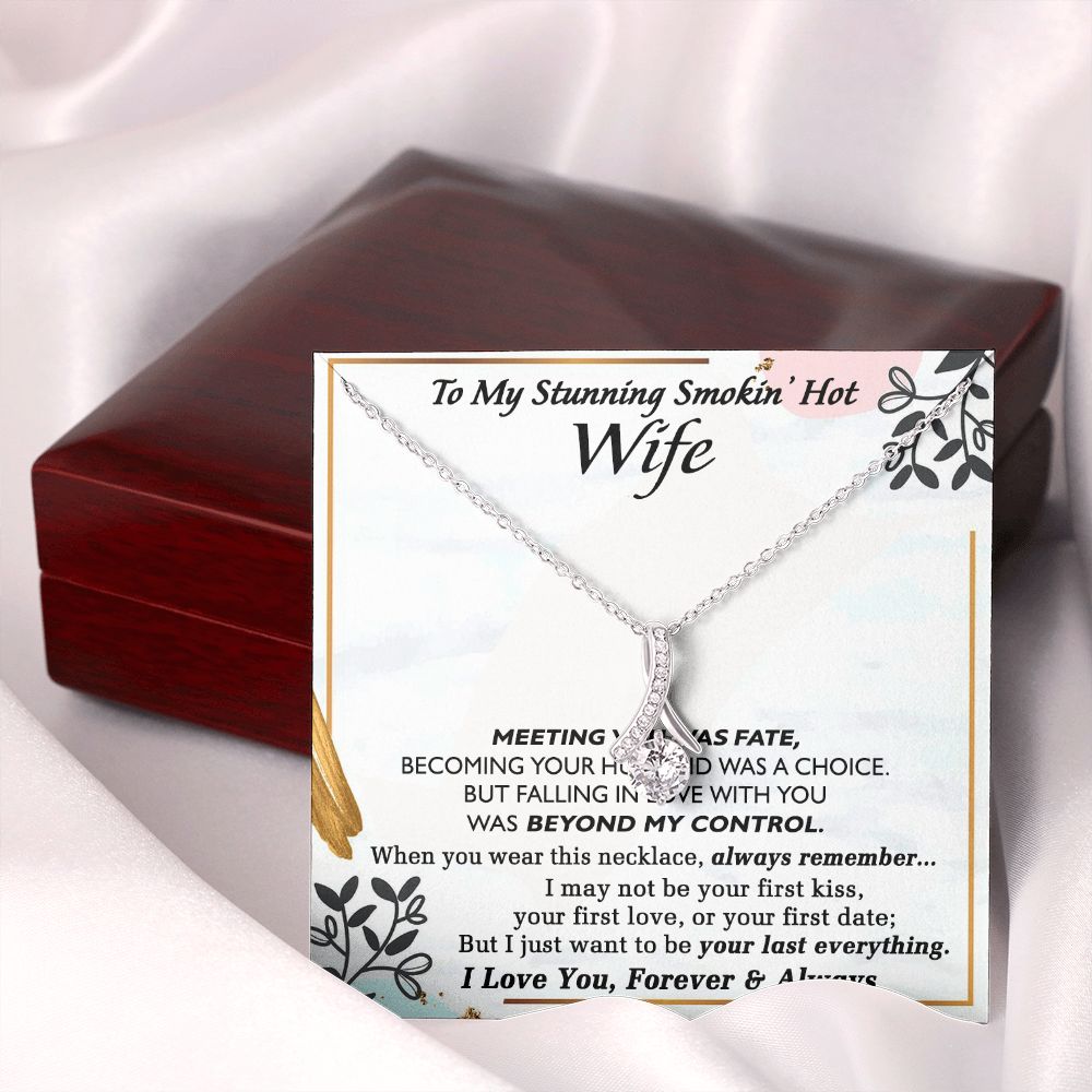 To My Smokin Hot Wife Necklace, Wedding Anniversary Jewelry For Women, Necklace For Wife from Husband, Gifts For Wife Birthday Gifts Necklace, Jewelry With Message Card In A Gift Box Alluring Beauty Necklace