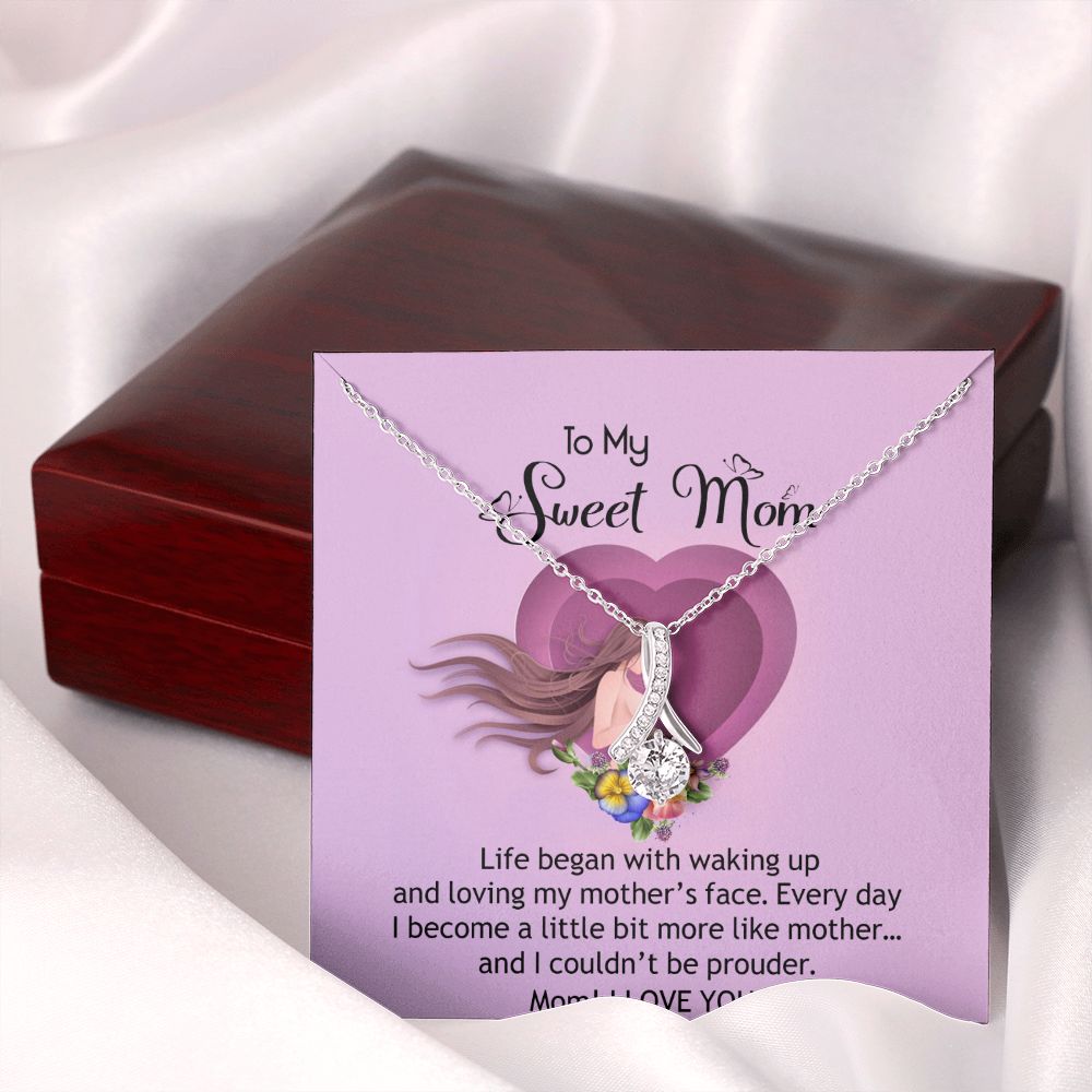 To My Sweet Mom, Sweet Mom Necklace Pendant, Mothers Day Gifts, Gift For Sweet Mom, New Mom Gifts Alluring Beauty Necklace