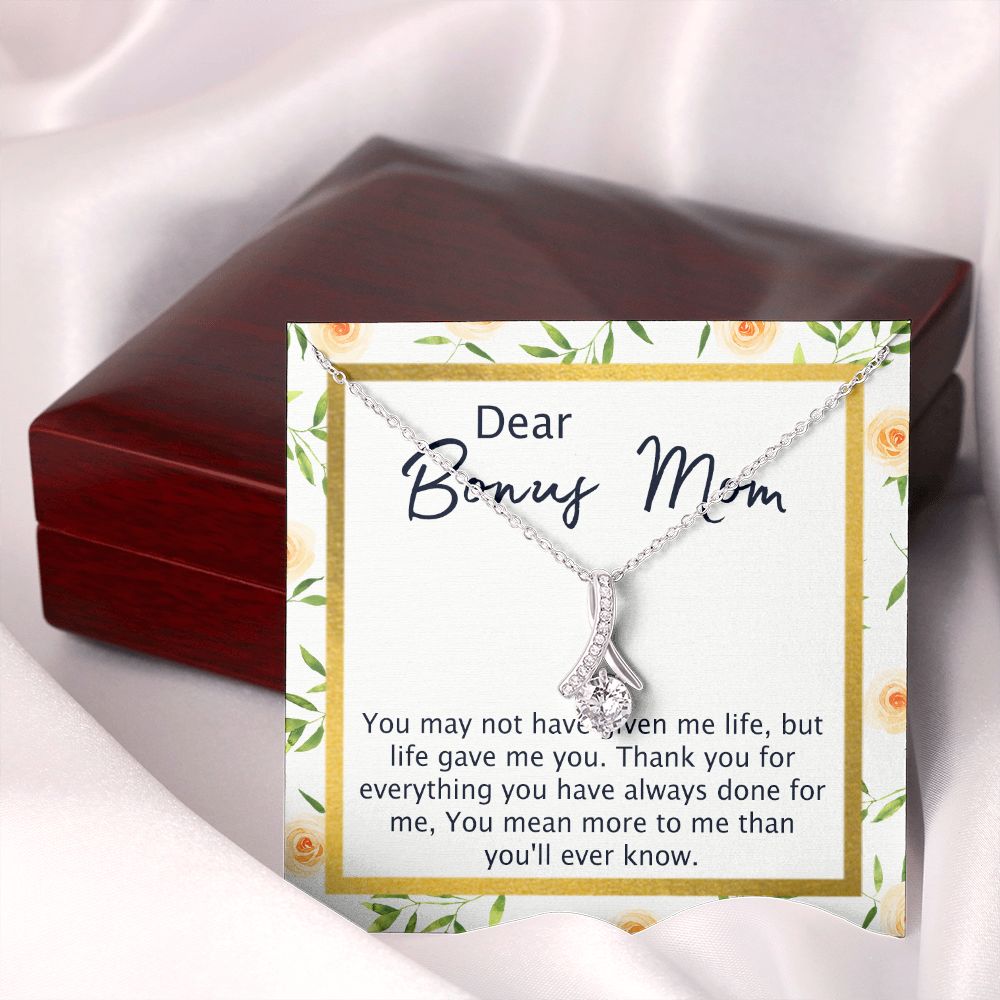 Bonus Mom Gifts, To My Bonus Mom Necklace, Bonus Mom Jewelry, Necklace for Bonus Mom, Step Daughter To Stepmother Necklace, Step Mom Necklace for Women Step Mom Mothers Day Jewelry Alluring Beauty Necklace