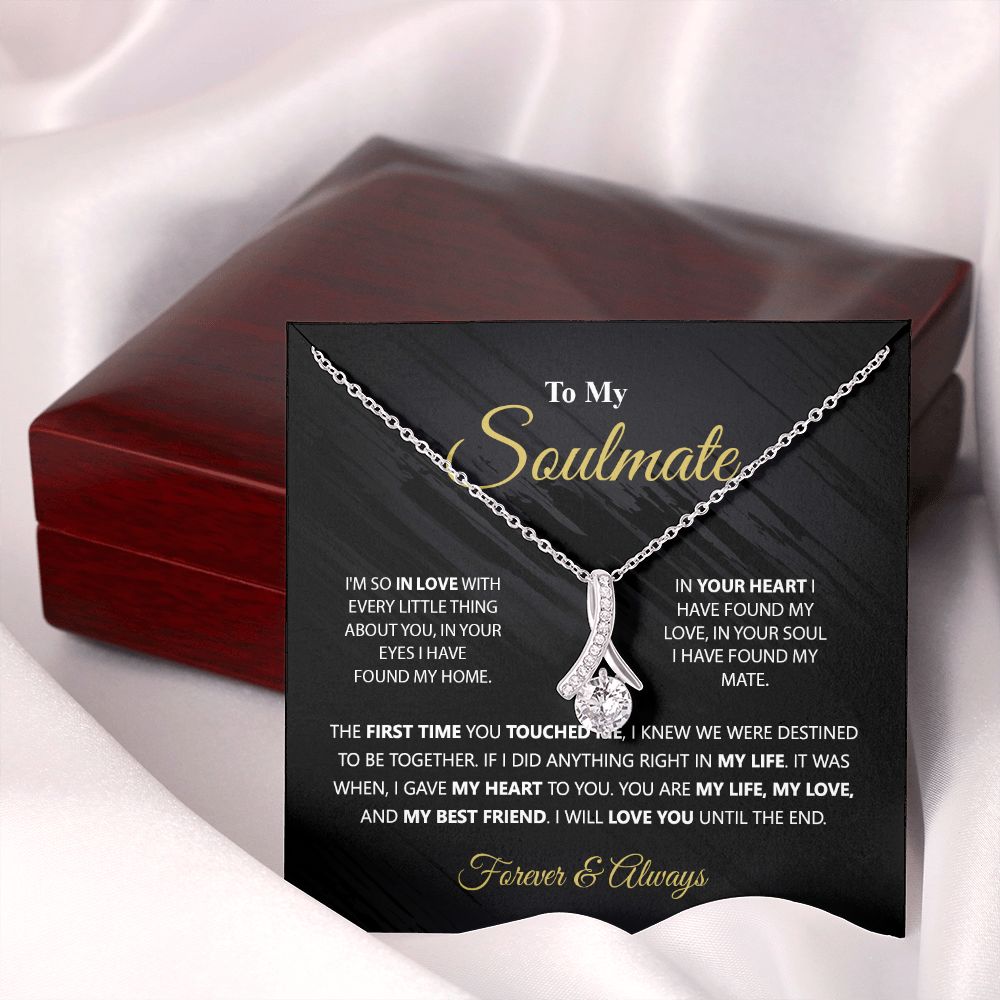 To My Soulmate Necklace for Women Birthday Christmas Jewelry Gifts For My Wife with Message Card Box Personalized Gift Present Pendant for Future Wife Soulmate Girlfriend Love 1 Alluring Beauty Necklace