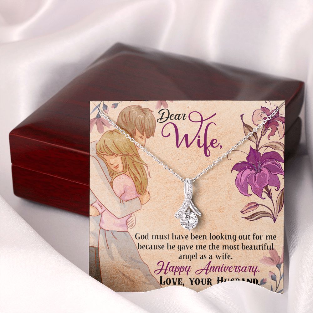 To My Wife Necklace, Wedding Anniversary Jewelry For Women, Necklace For Wife from Husband, Gift For Wife Birthday Gifts From Husband Necklace, Jewelry With Message Card In A Gift Box7 Alluring Beauty Necklace