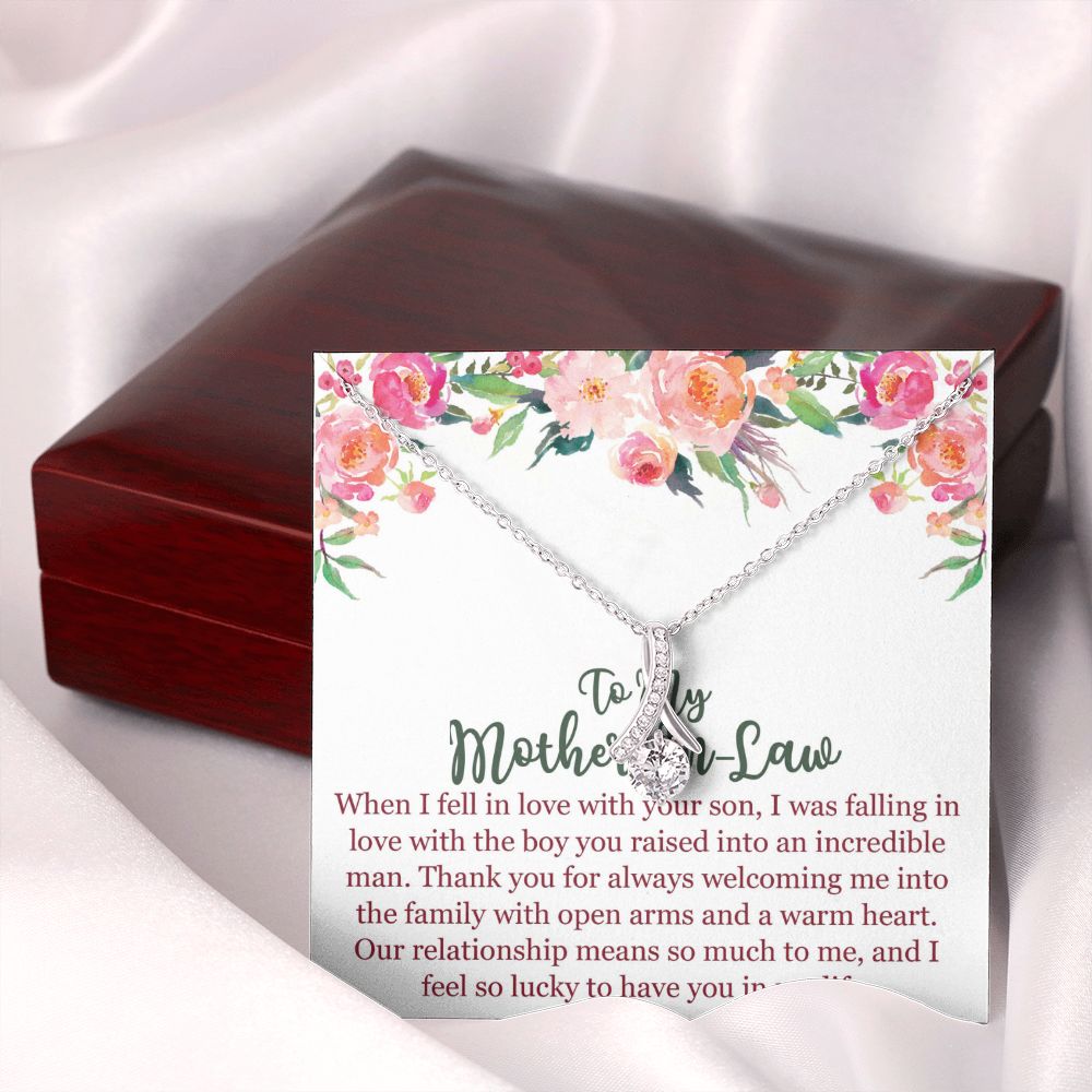 To My Mom In Law Necklace Pendant Gift From Son Happy Mother's Day Gift For Mom Birthday, Anniversary Love With Your Son Alluring Beauty Necklace