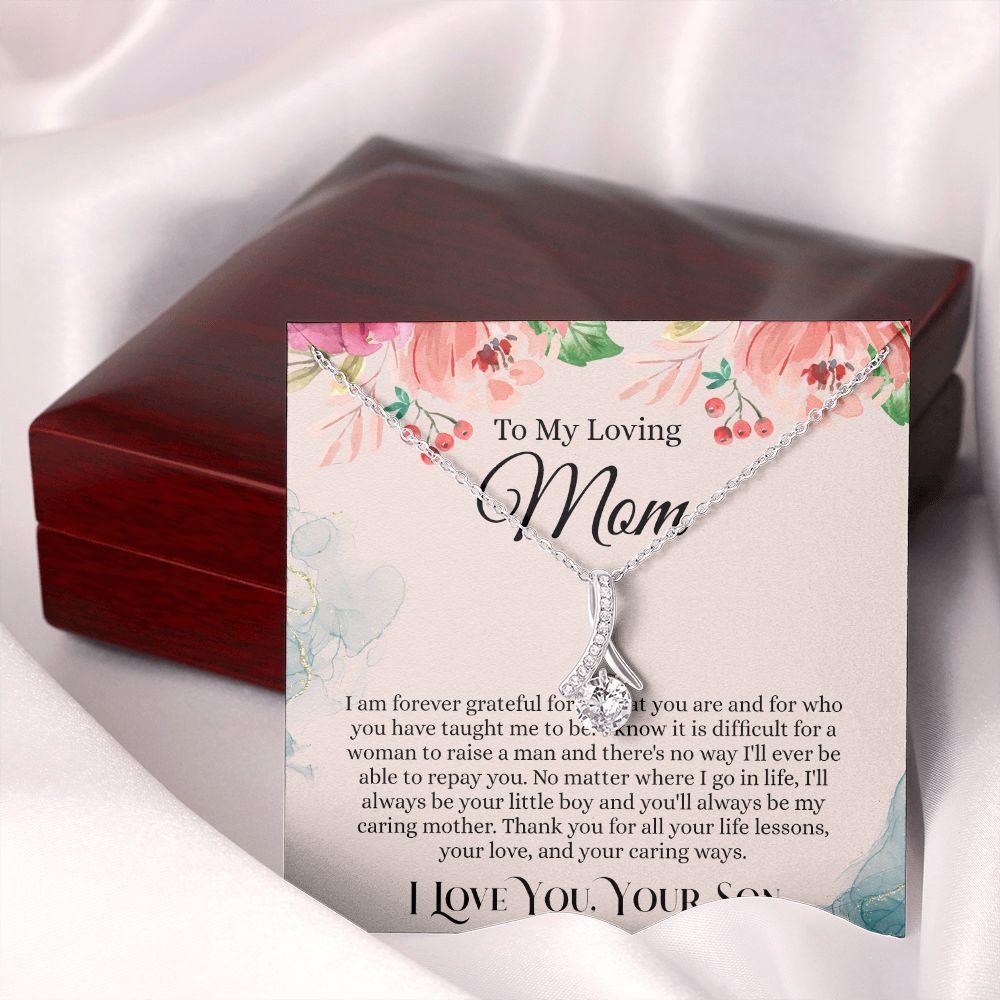 To My Loving Mom Necklace, Mom Gift From Son, Mom Necklace, Gift For Mom From Son, Mom Mother's Day Gift From Son, Mom Birthday Gift From Son, To My Mom Gift, Necklace for Women Alluring Beauty Necklace