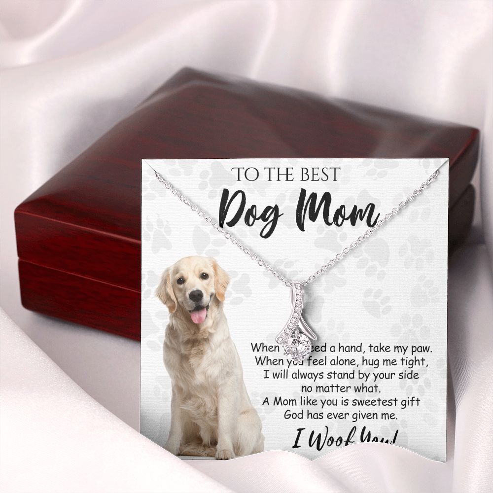 To The Best Golden Retriever Dog Mom Knot Necklace Mother's Day Gift , I Woof You Gift Card, Message Card Jewelry For Dog Lovers, Necklace For Mom Alluring Beauty Necklace