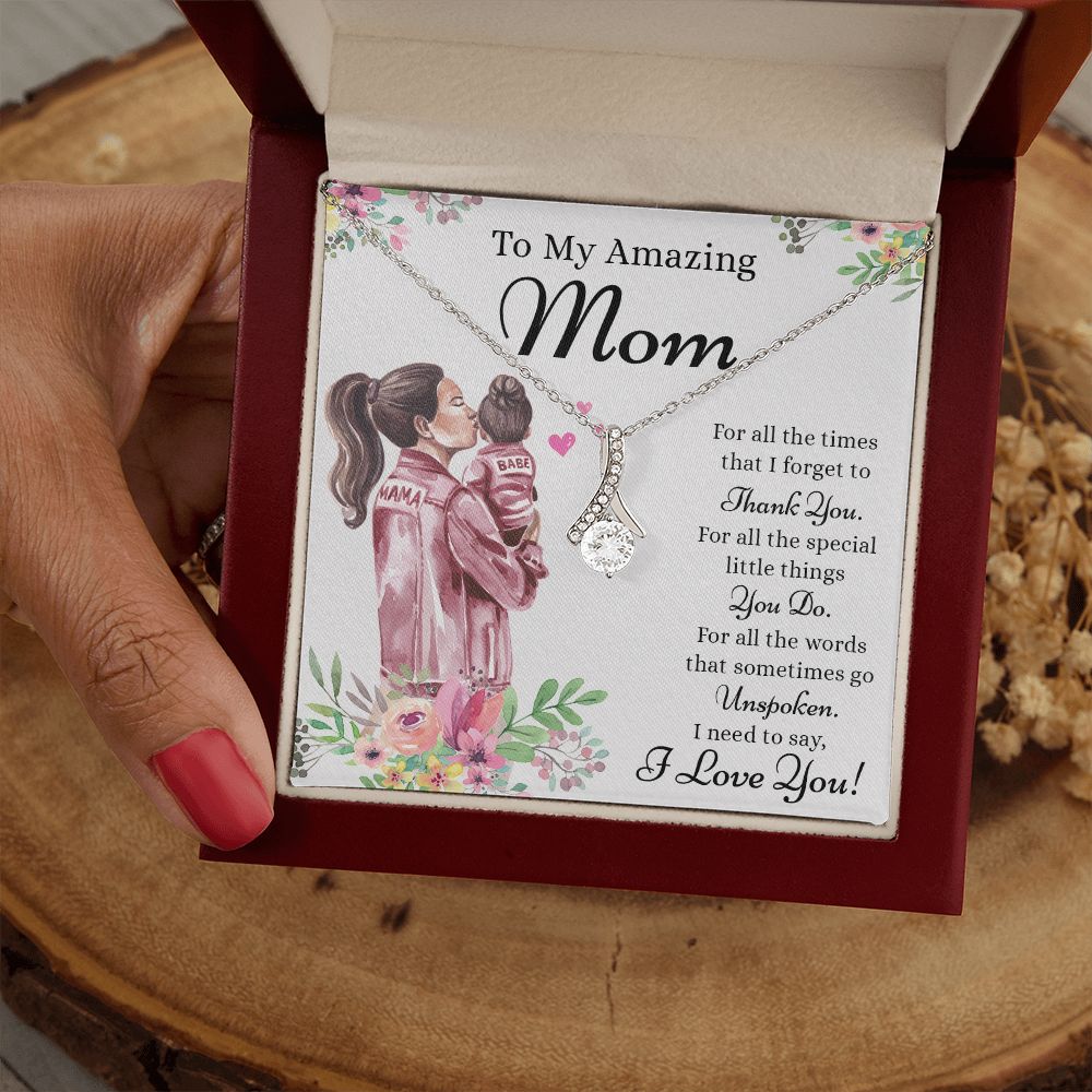 Mom Necklace Gifts for Mom from Daughter to Mom Gifts for Mothers Day from Daughter, To My Mom Necklace from Daughter to Mom Birthday Gifts Necklace with Message Card and Gift Box2240 Alluring Beauty Necklace