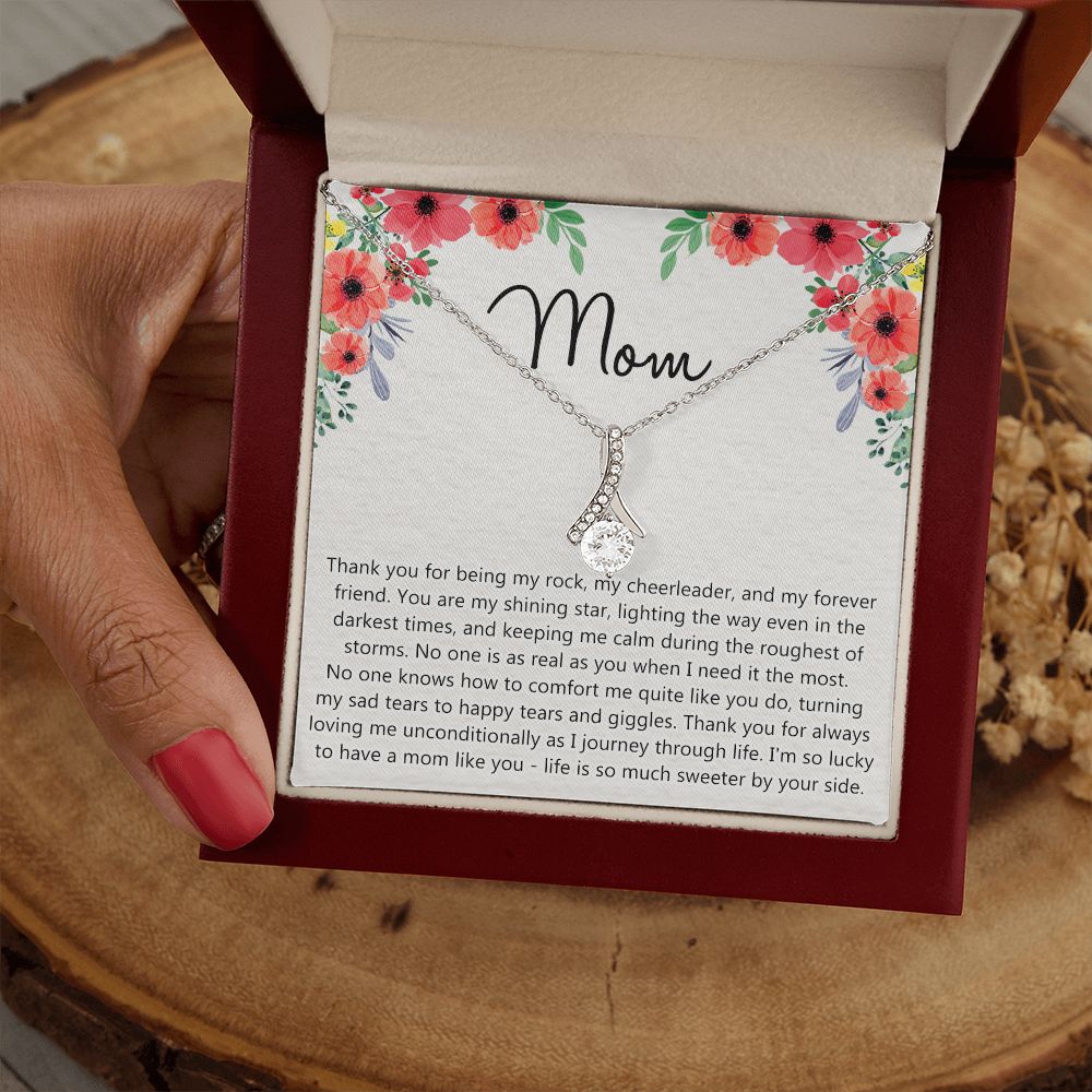 To My Mom Gift Necklace for Mother Daughter Jewelry, Thank You Mom Gift, Gift for Mom from Daughter to Mother Necklace Pendant Jewelry Box for Mom on Mother's Day Birthday Alluring Beauty Necklace