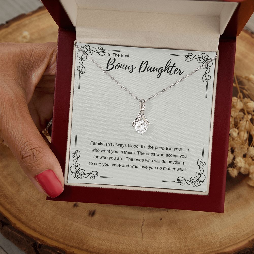 Bonus Daughter Gift Necklace, Double Hearts Necklace, Stepdaughter Jewelry Alluring Beauty Necklace