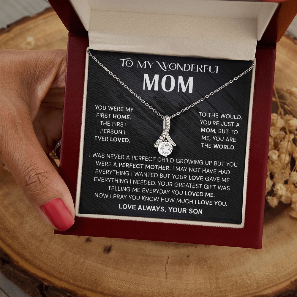 To My Wonderful Mom Necklace, Mom From Son Gift, Gift for Mother's Day From Son, Gift for Mom, Mother Gift from Son Necklace, Son to Mom Gifts, Mom gifts, Mothers Day Gift From Son Alluring Beauty Necklace