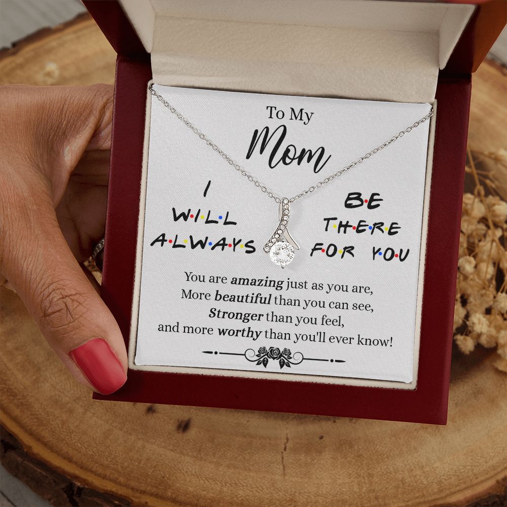 Mother Daughter Necklace Gifts For Mom Birthday Christmas Mothers Day Present To My Mom Jewelry Pendant Message Card Gift Box Alluring Beauty Necklace