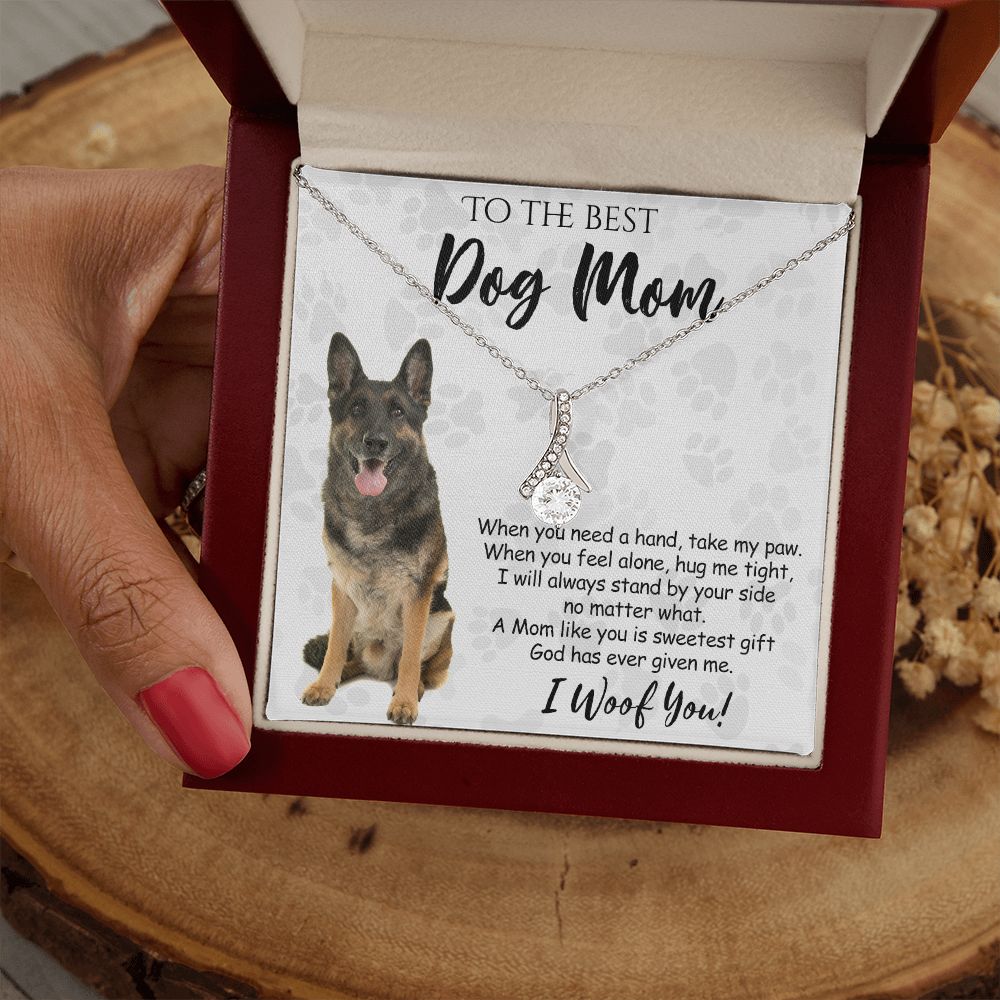 To The Best German Shepherd Dog Mom Knot Necklace Mother's Day Gift , I Woof You Quote Gift Card, Message Card Jewelry For Dog Lovers, Necklace For Mom Alluring Beauty Necklace