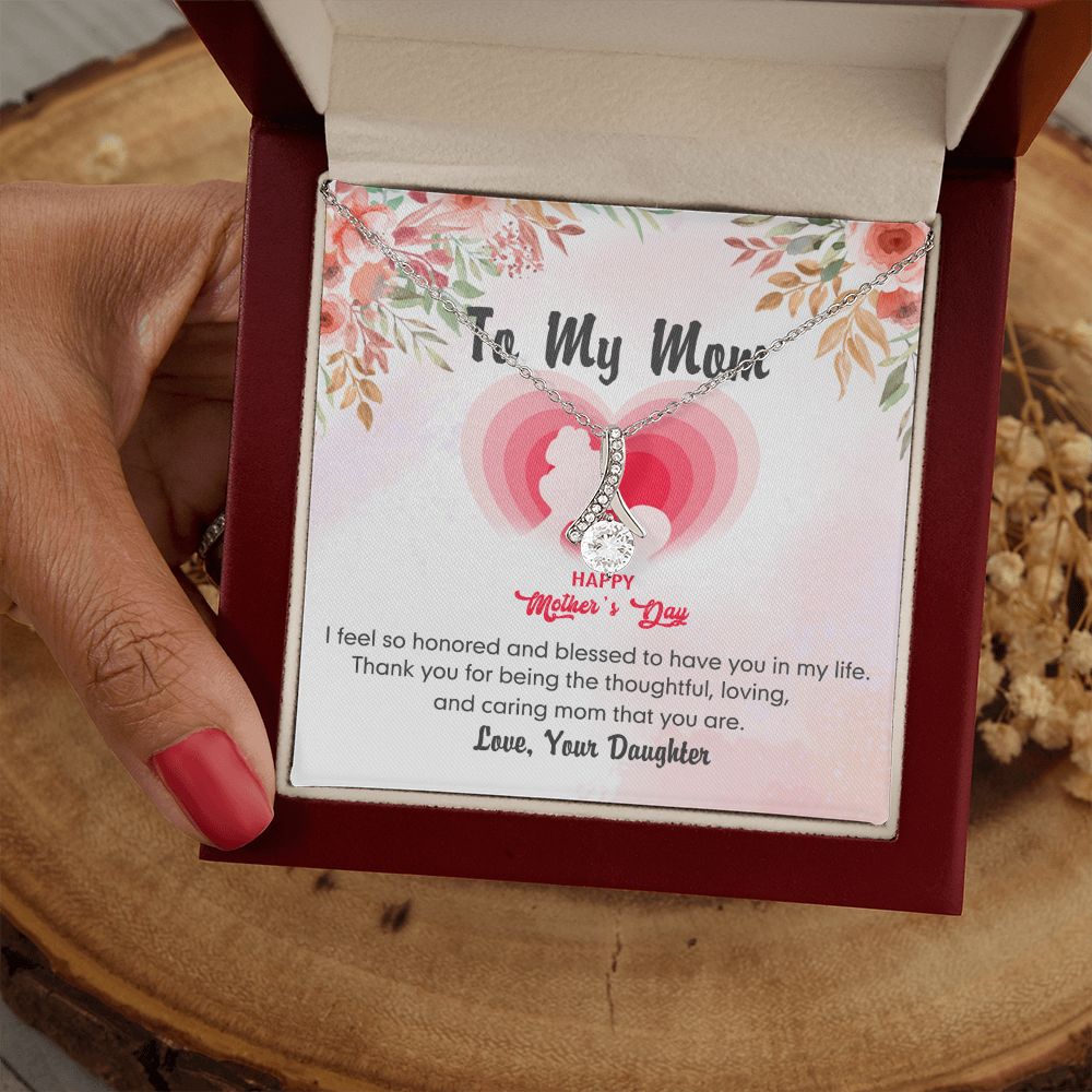To My Mom Necklace Pendant Gift From Daughter And Happy Mother's Day Gift For Mom Birthday, Anniversary Thank You Alluring Beauty Necklace