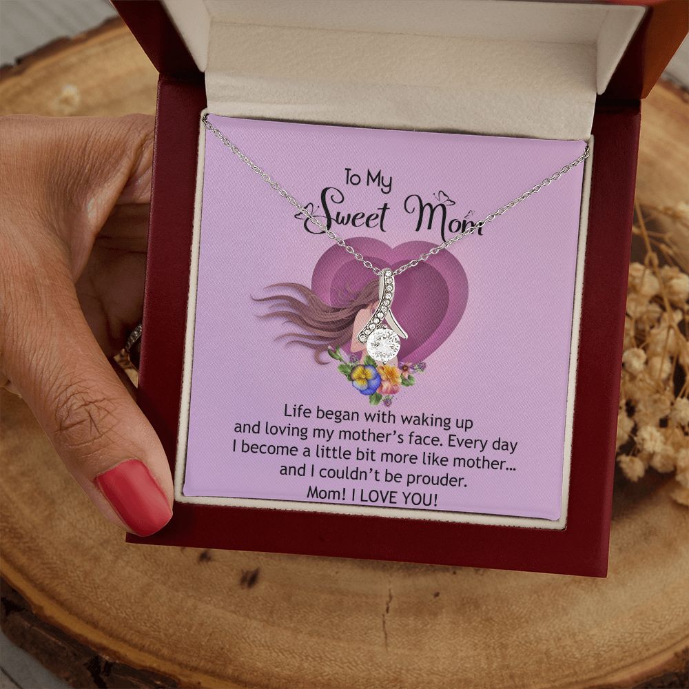 To My Sweet Mom, Sweet Mom Necklace Pendant, Mothers Day Gifts, Gift For Sweet Mom, New Mom Gifts Alluring Beauty Necklace