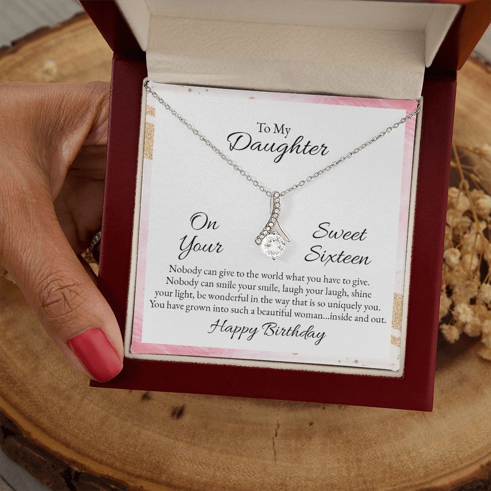 Mother and Daughter Necklace for Girls, To My Daughter Gift Necklace from Mom, Birthday Christmas Gift Graduation Gifts for Daughters, Jewelry Pendant Present for Daughter, Mother Daughter Gift 43 Alluring Beauty Necklace