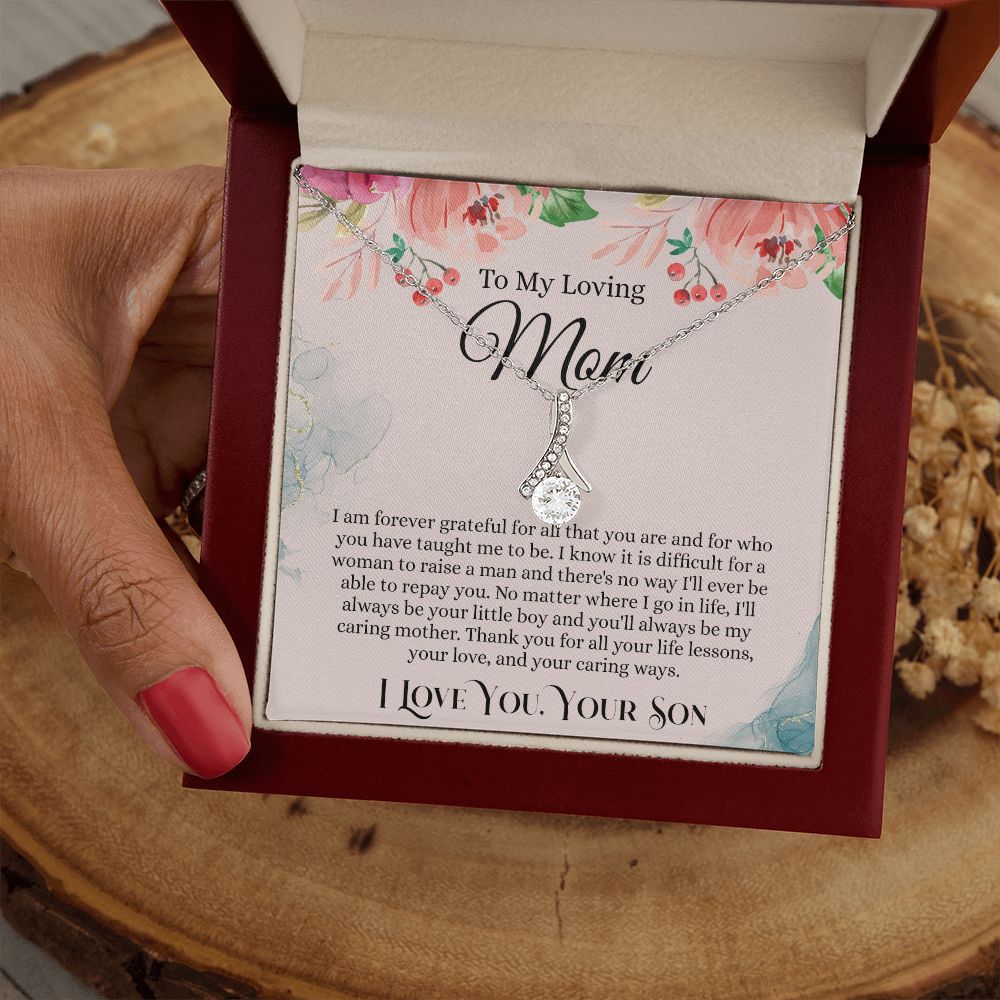 To My Loving Mom Necklace, Mom Gift From Son, Mom Necklace, Gift For Mom From Son, Mom Mother's Day Gift From Son, Mom Birthday Gift From Son, To My Mom Gift, Necklace for Women Alluring Beauty Necklace