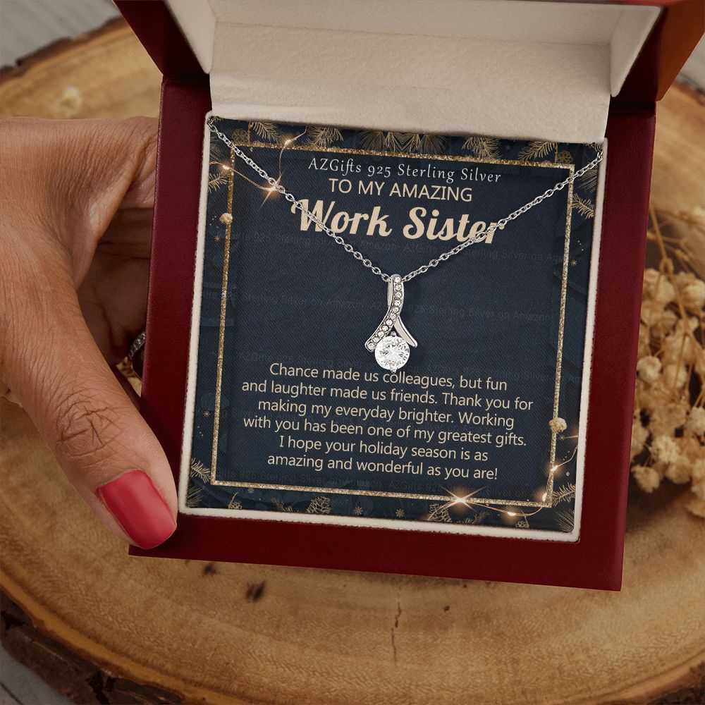 To My Work Sister Necklace Gift for Colleague Christmas Necklace for Work Sister from Co-Worker Christmas Pendant Gift for Colleague Christmas Jewelry Gift for Her Women 301 Alluring Beauty Necklace