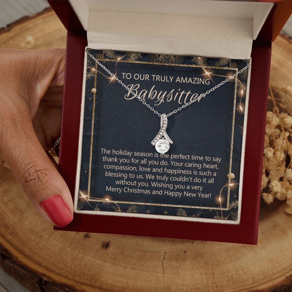 Babysitter Christmas Necklace Gift, Babysitter Gift, Christmas Babysitter Gift from Family, Merry Christmas Day Gift, Holiday Gift, Babysitter Necklace for Women 301 Alluring Beauty Necklace