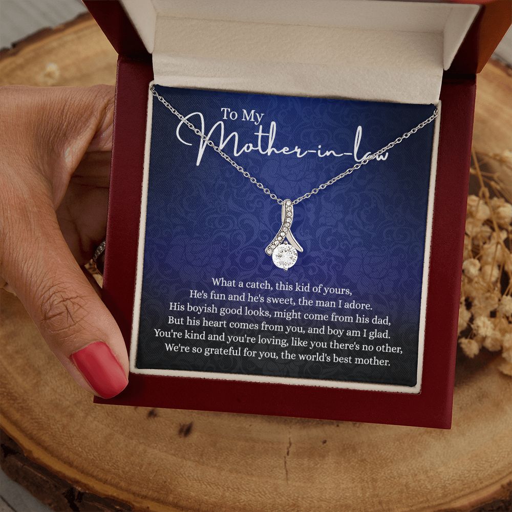 To My Mother in Law Necklace, Gift for Mother in Law Jewelry Box, Gift Card, Necklace for Mother in Law Jewelry Gift to My Mother-in-law on Wedding Day Mother's day gift for Mother in Law Alluring Beauty Necklace