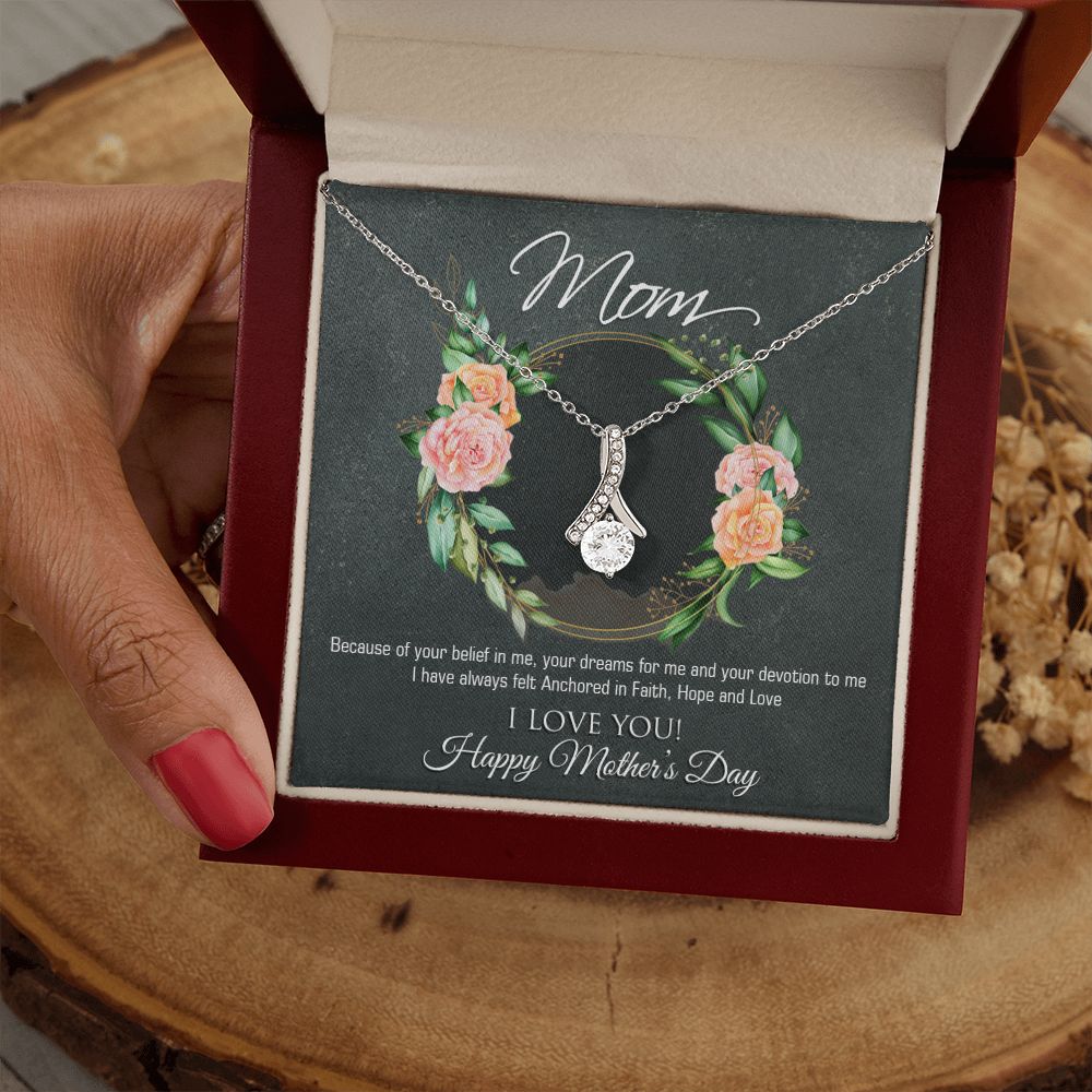 To My Mom Flower Necklace Pendant Gift From Daughter Your Belief In Me With Message Card Gift For Mom Alluring Beauty Necklace