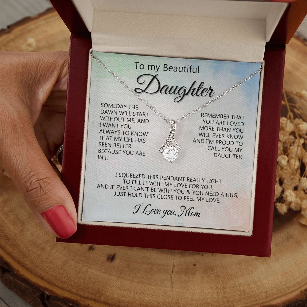 Jewelry Pendant Present for Daughter, To My Daughter Gift Necklace from Mom, Mother Daughter Gift Ideas, Birthday Christmas Gift Graduation Gifts for Daughters, Mother and Daughter Necklace 14 Alluring Beauty Necklace