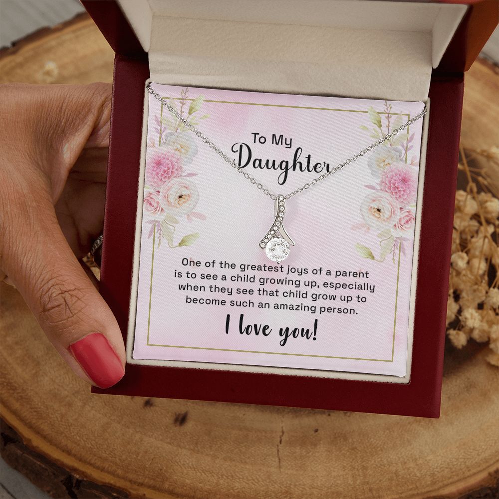 Mother and Daughter Necklace for Girls, To My Daughter Gift Necklace from Mom, Birthday Christmas Gift Graduation Gifts for Daughters, Jewelry Pendant Present for Daughter, Mother Daughter Gift 44 Alluring Beauty Necklace