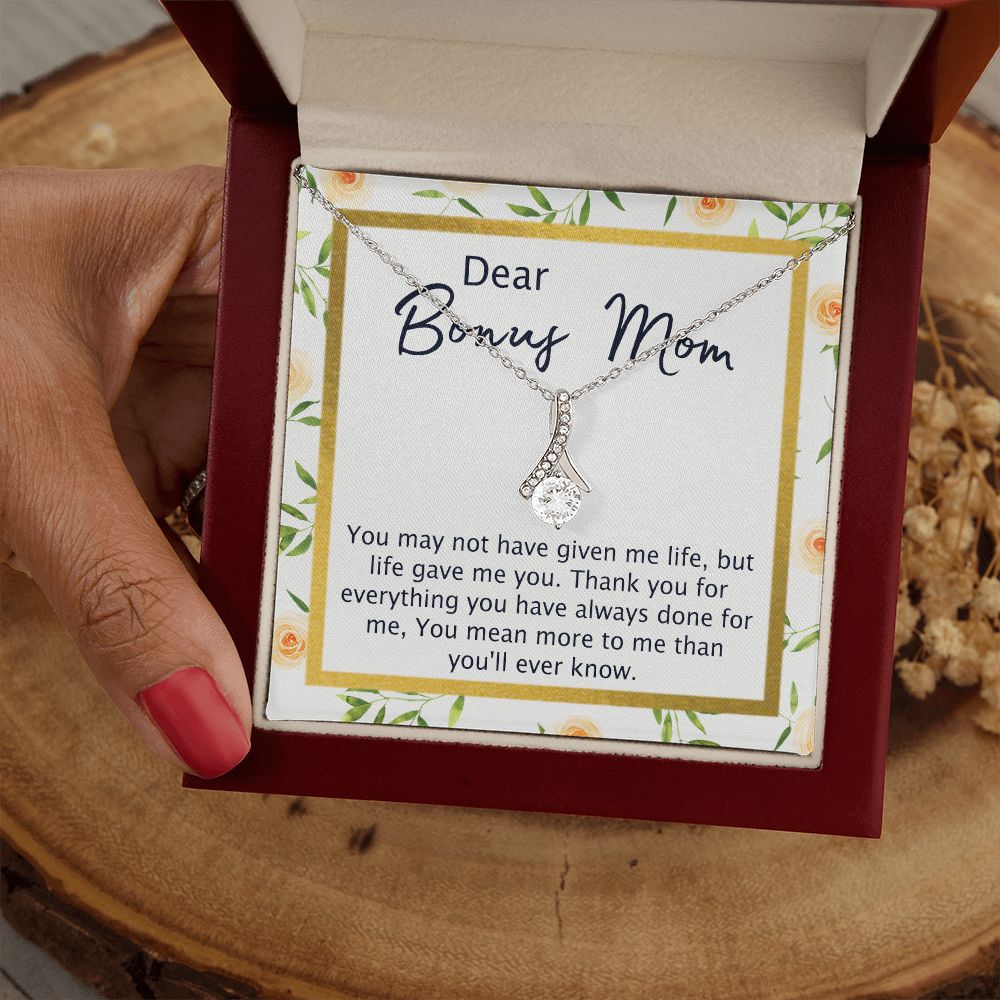 Bonus Mom Gifts, To My Bonus Mom Necklace, Bonus Mom Jewelry, Necklace for Bonus Mom, Step Daughter To Stepmother Necklace, Step Mom Necklace for Women Step Mom Mothers Day Jewelry Alluring Beauty Necklace