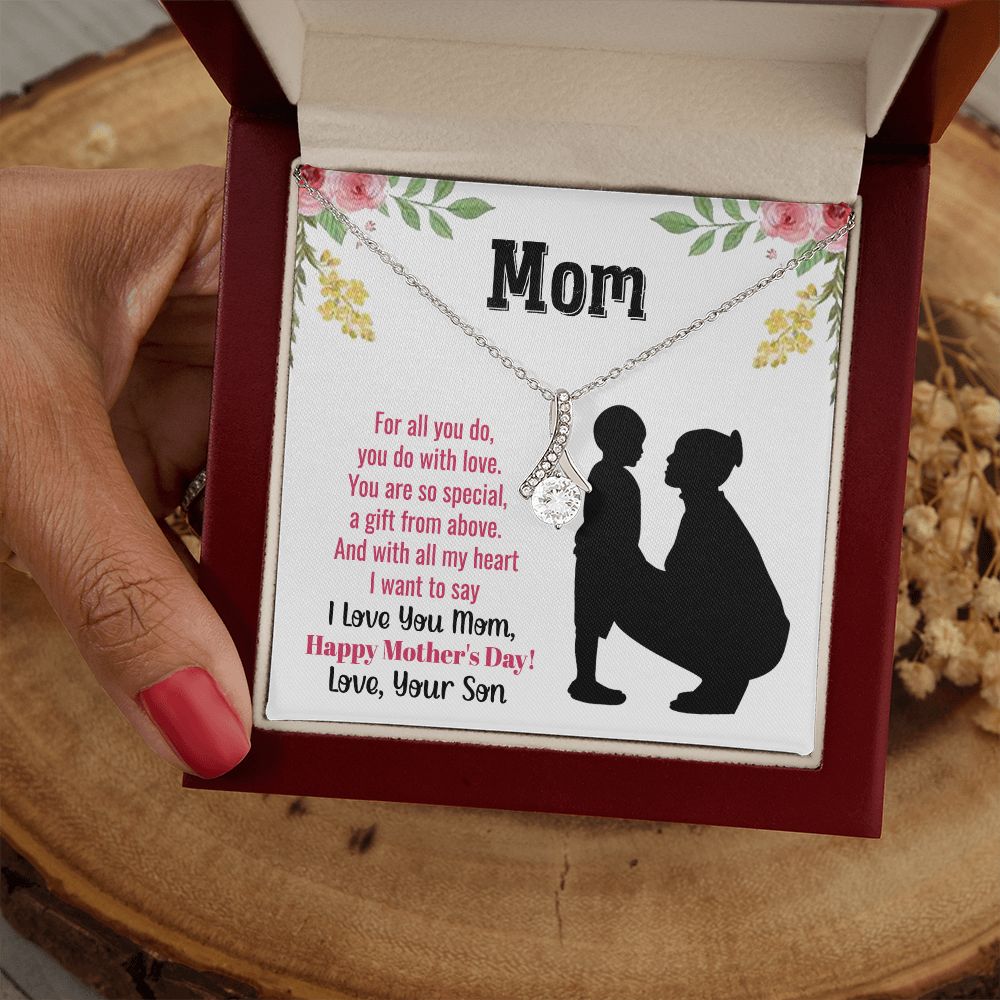 To My Mom Necklace, Gift For Mom, Mother's Day Gift from Daughter, Mom Jewelry Gift for Mothers Day, Birthday Gift for Mother, Moms Gift from Daughter Son, Necklace for Mom Mother22 Alluring Beauty Necklace
