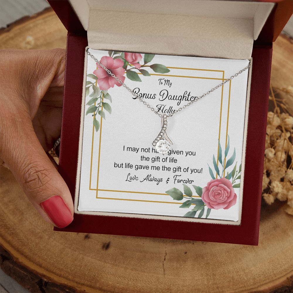 Bonus Daughter Gifts From Stepdad, Step Daughter Gifts From Stepmom, Stepdaughter Gifts From Stepdad, Father Stepdaughter Necklace, To My Bonus Daughter Necklaces, Christmas Gifts For Bonus6 Alluring Beauty Necklace