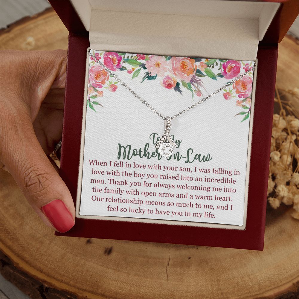 To My Mom In Law Necklace Pendant Gift From Son Happy Mother's Day Gift For Mom Birthday, Anniversary Love With Your Son Alluring Beauty Necklace