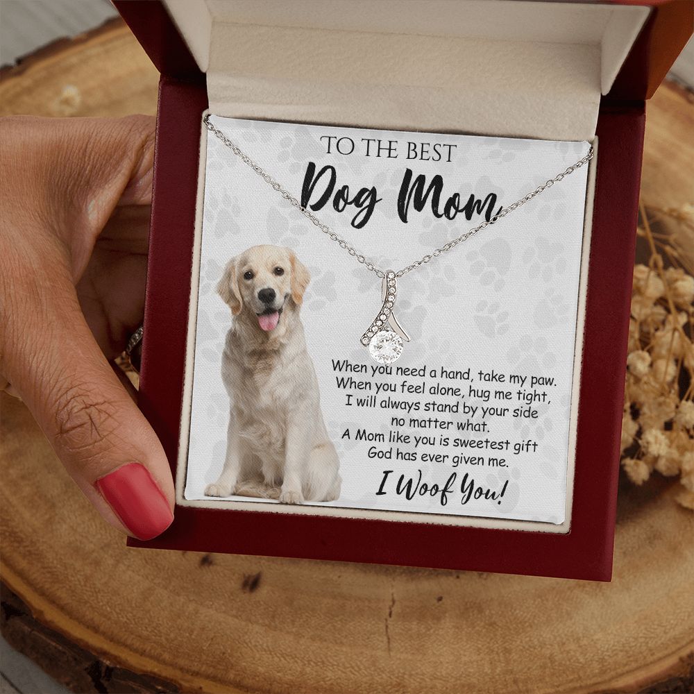 To The Best Golden Retriever Dog Mom Knot Necklace Mother's Day Gift , I Woof You Gift Card, Message Card Jewelry For Dog Lovers, Necklace For Mom Alluring Beauty Necklace