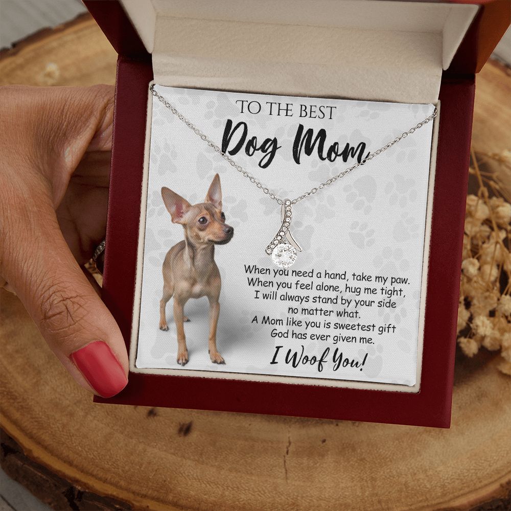 To The Best Chihuahua Dog Mom Knot Necklace Mother's Day Gift , I Woof You Quote Gift Card, Message Card Jewelry For Dog Lovers, Necklace For Mom Alluring Beauty Necklace