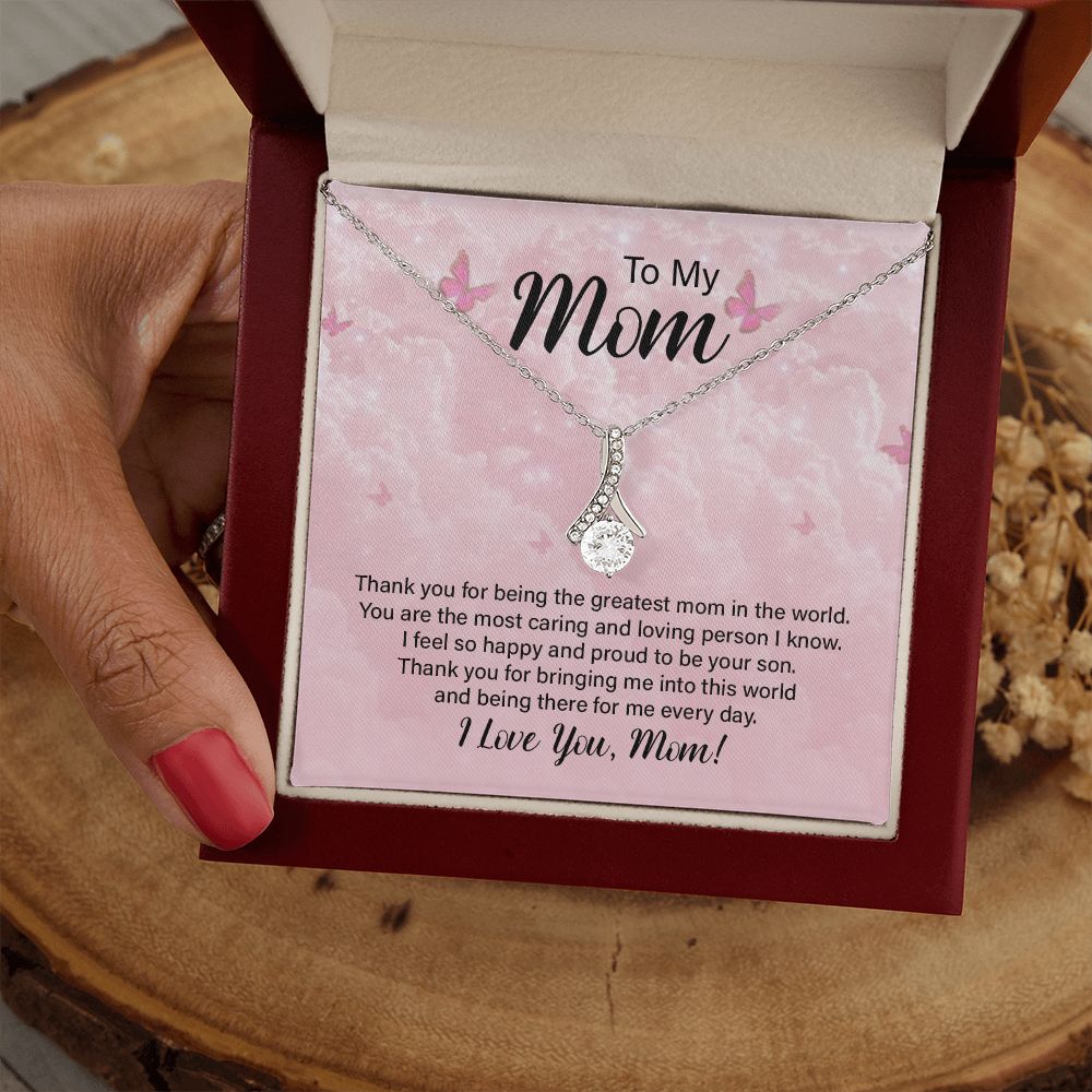 To My Mom Necklace, Gift For Mom, Mother's Day Gift from Daughter, Mom Jewelry Gift for Mothers Day, Birthday Gift for Mother, Moms Gift from Daughter Son, Necklace for Mom Mother 24 Alluring Beauty Necklace