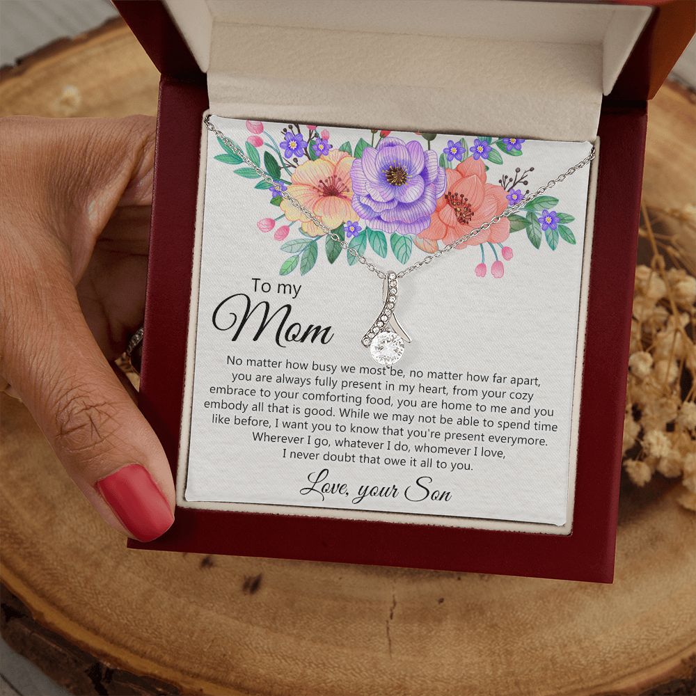To my Mom Love Your Son Necklace, Meaningful Gift for Mom Necklace Jewelry for Women, Gift for Mom from Son, Son to Mom Jewelry Box, Mom Gift on Mother's Day Birthday Holiday Present Alluring Beauty Necklace