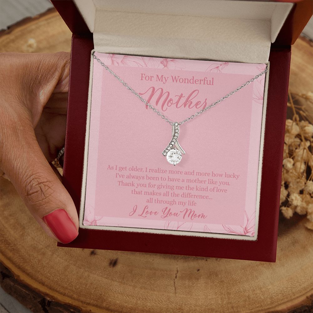 To My Wonderful Mother Necklace Message Card, Gift Box for Mom Birthday Gift From Daughter Mothers Day Necklace for Mom Gift From Daughter Mom Gifts For Wedding Mom Thank You Gift For Mom Alluring Beauty Necklace