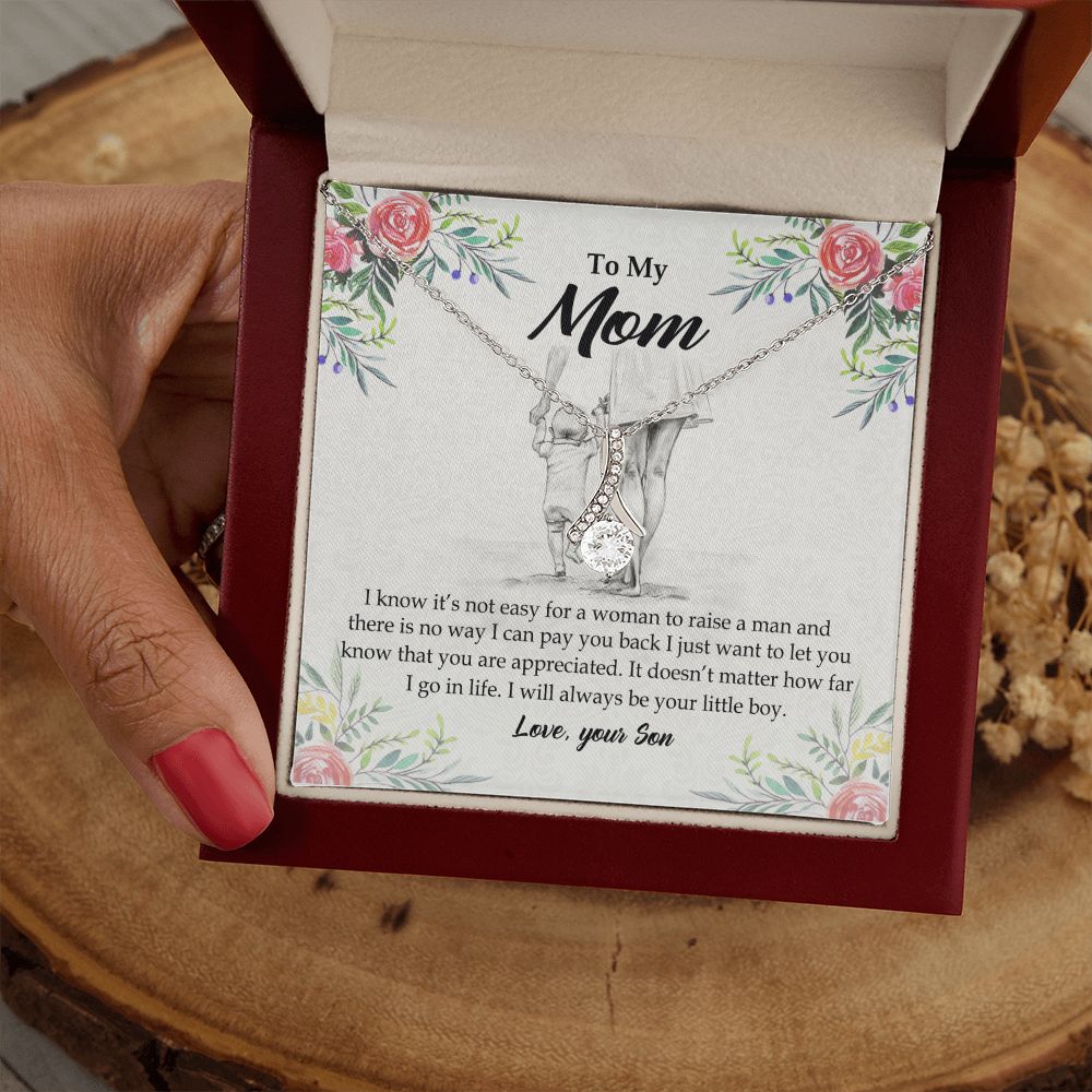 To My Mom Necklace Pendant Gift From Son And Happy Mother's Day Gift For Mom Birthday, Anniversary Your Little Boy Alluring Beauty Necklace