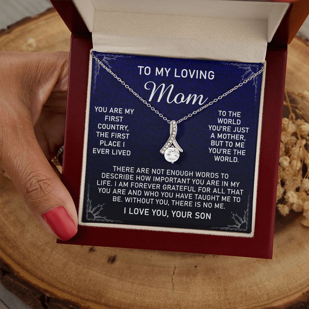 To My Loving Mom Necklace, Gift for Mom from Son, Mother's Day Jewelry Gift, Necklace for Mom Birthday Anniversary Mother's Day Jewelry Gift, To My Mom Necklace from Son Alluring Beauty Necklace