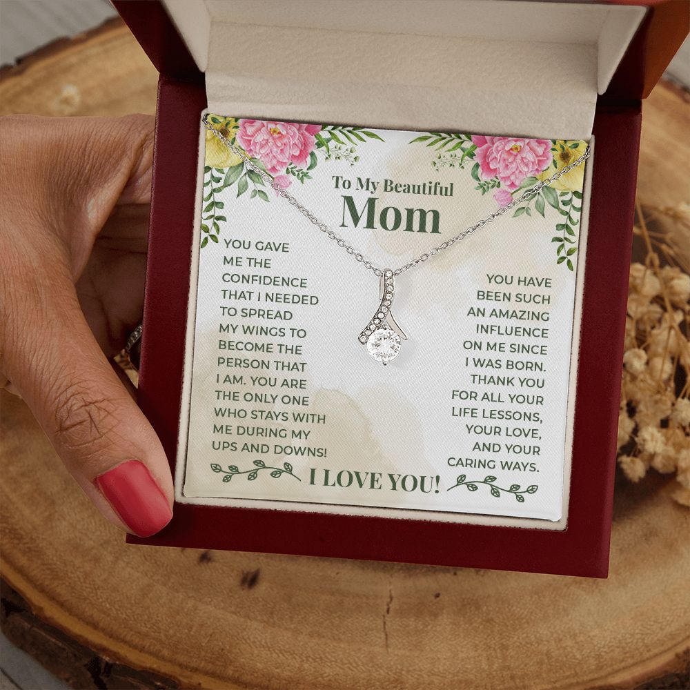Mom Necklace Gifts for Mom from Daughter to Mom Gifts for Mothers Day from Daughter, To My Mom Necklace from Daughter to Mom Birthday Gifts Necklace with Message Card and Gift Box22 Alluring Beauty Necklace