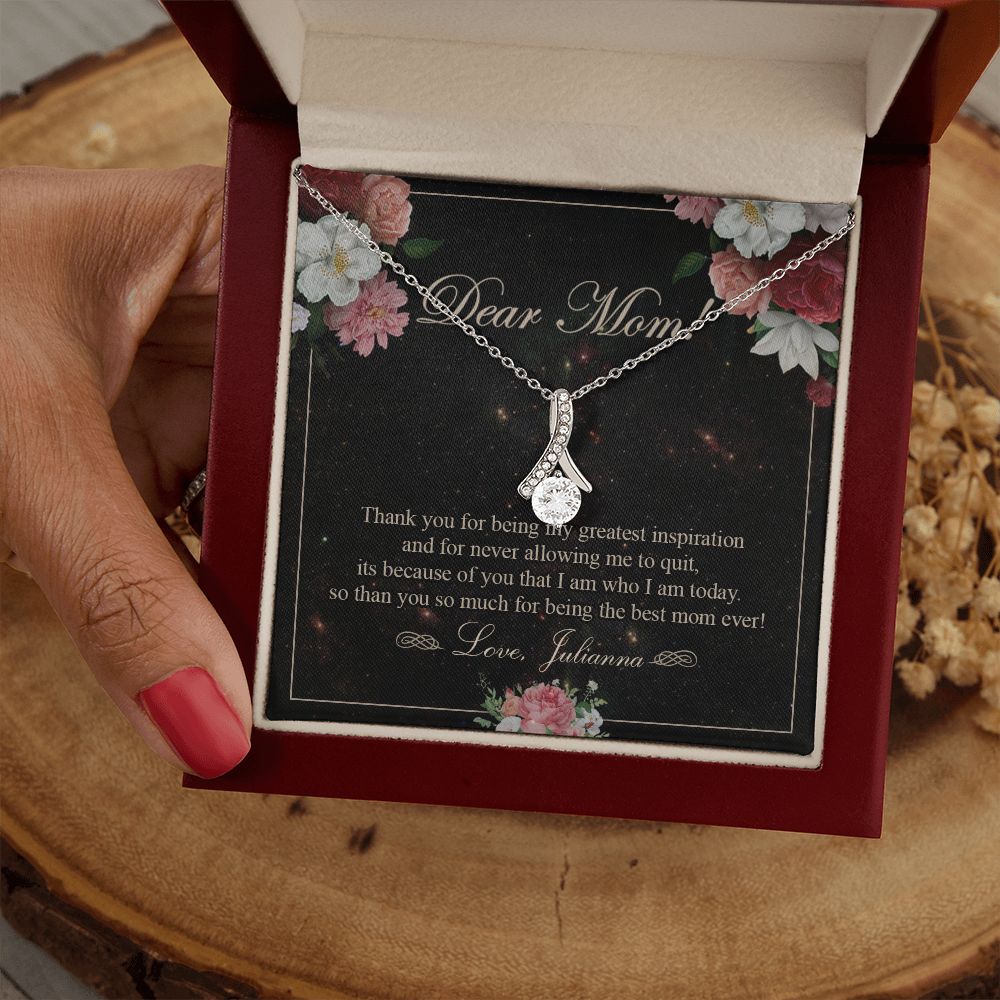 To My Mom Necklace, Gift For Mom On Mother's Day Thank You Mom Gifts From Kids Mom Julianna Alluring Beauty Necklace