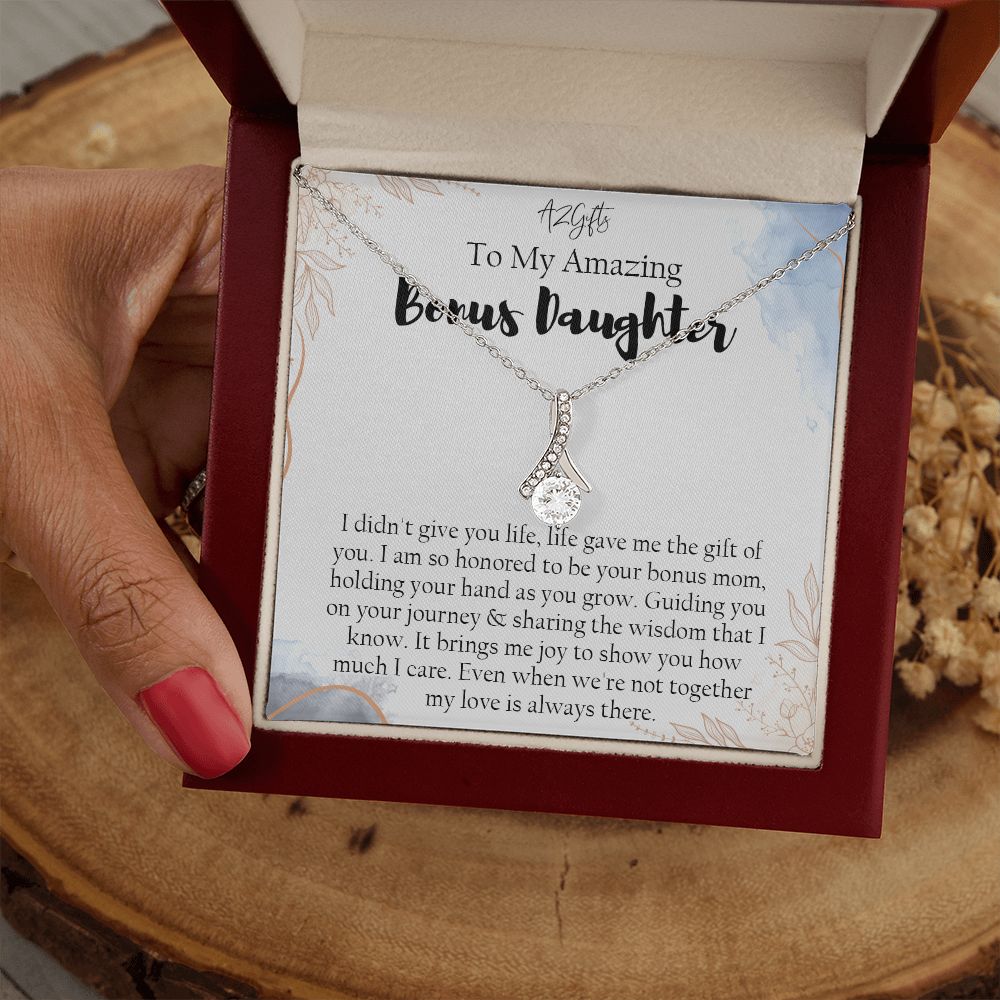 Bonus Daughter Gifts From Stepdad, Step Daughter Gifts From Stepmom, Stepdaughter Gifts From Stepdad, Father Stepdaughter Necklace, To My Bonus Daughter Necklaces, Christmas Gifts For Bonus1 Alluring Beauty Necklace