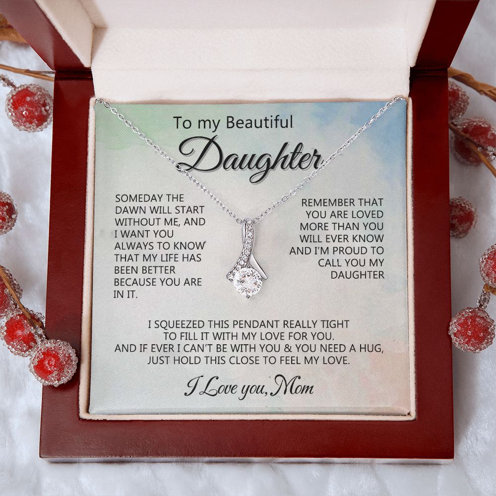 Jewelry Pendant Present for Daughter, To My Daughter Gift Necklace from Mom, Mother Daughter Gift Ideas, Birthday Christmas Gift Graduation Gifts for Daughters, Mother and Daughter Necklace 14 Alluring Beauty Necklace
