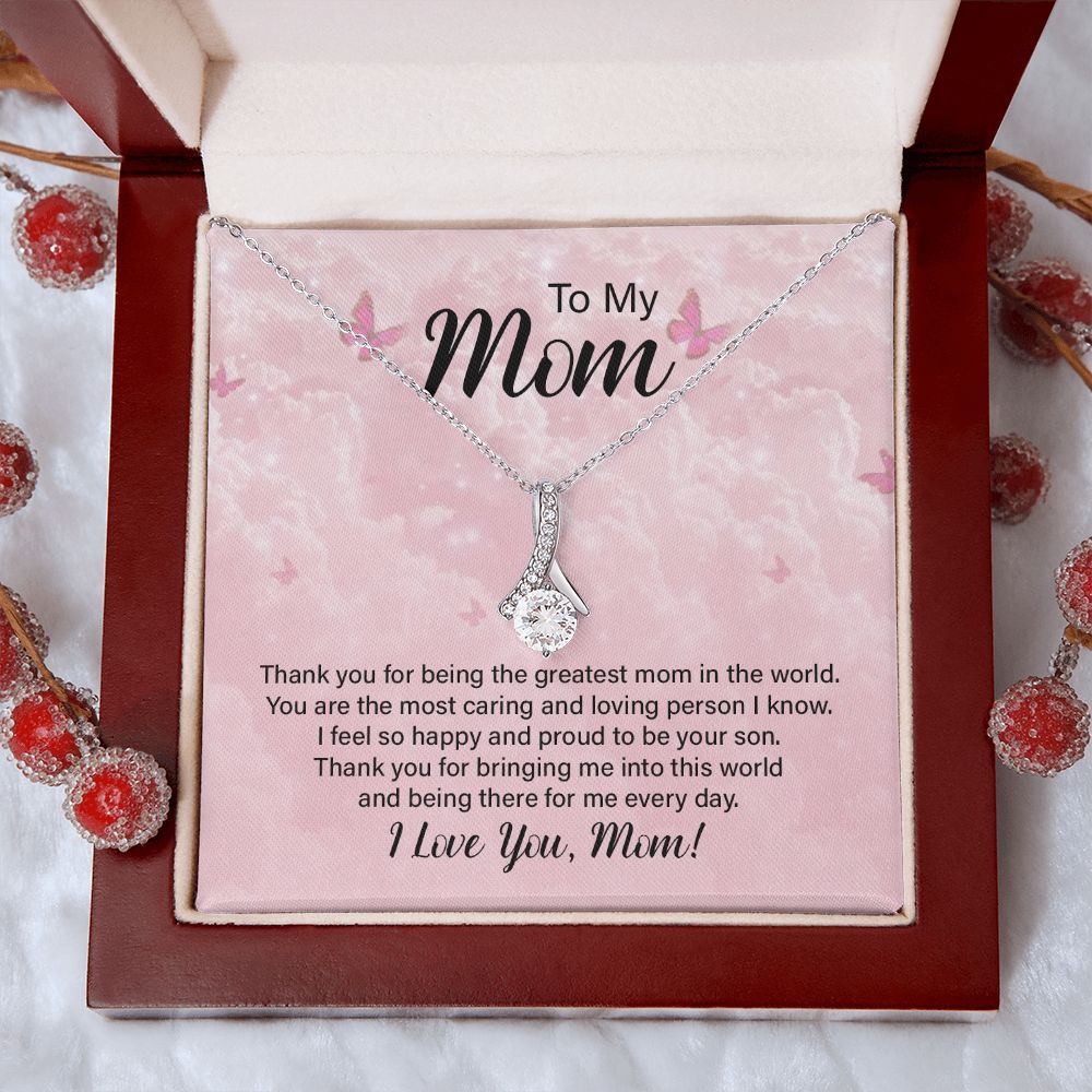 To My Mom Necklace, Gift For Mom, Mother's Day Gift from Daughter, Mom Jewelry Gift for Mothers Day, Birthday Gift for Mother, Moms Gift from Daughter Son, Necklace for Mom Mother 24 Alluring Beauty Necklace