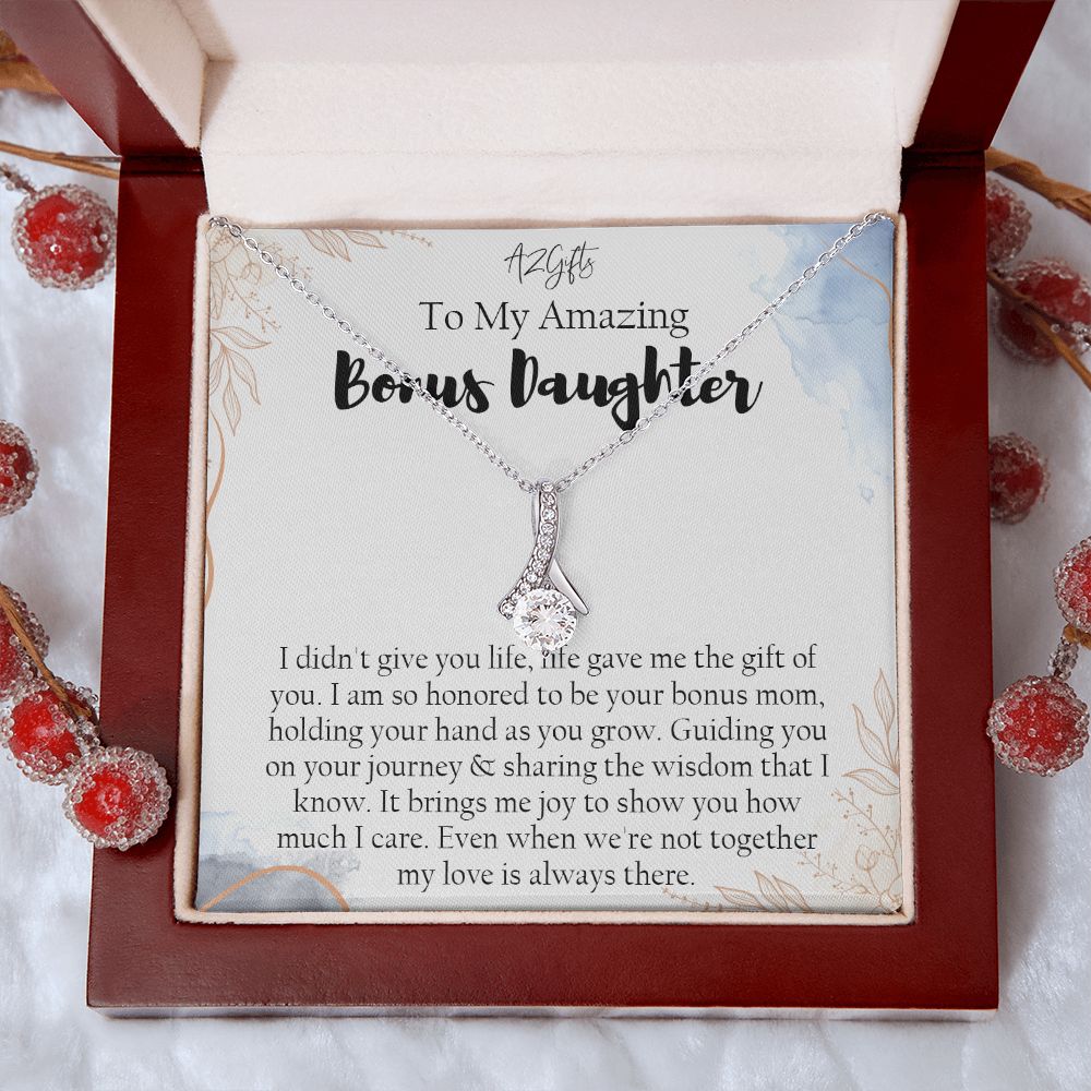 Bonus Daughter Gifts From Stepdad, Step Daughter Gifts From Stepmom, Stepdaughter Gifts From Stepdad, Father Stepdaughter Necklace, To My Bonus Daughter Necklaces, Christmas Gifts For Bonus1 Alluring Beauty Necklace