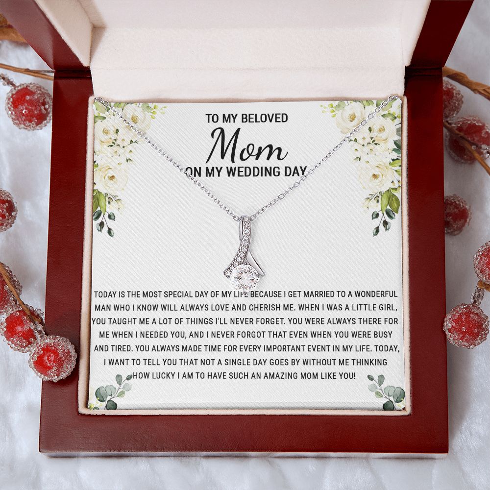 To My Beloved Mom On My Wedding Day Necklace, Daughter Gift for Mom, Bride Gift for Mother, Mother of Bride Gift, Necklace for Mother of Bride Wedding Day, To my Mom Necklace