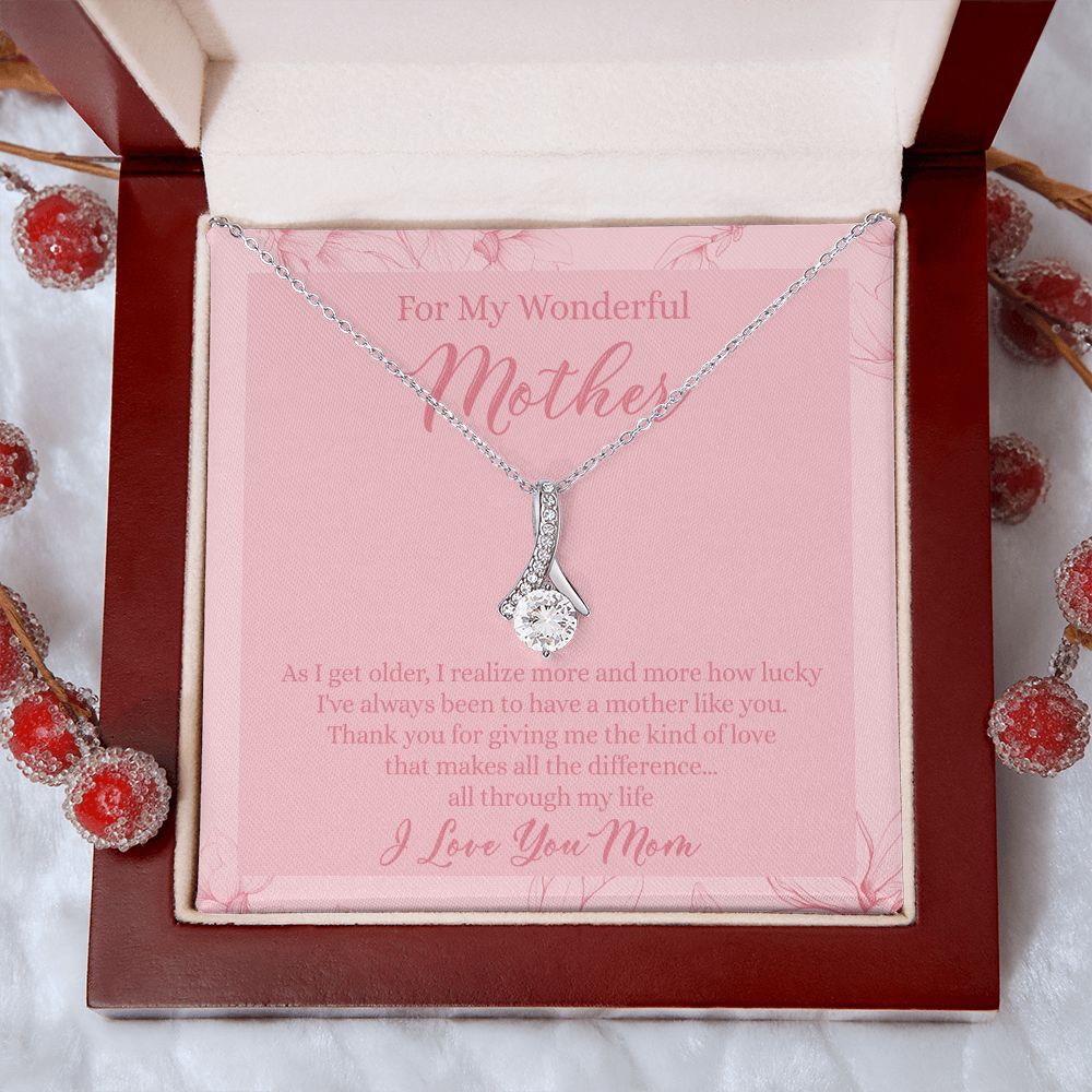 To My Wonderful Mother Necklace Message Card, Gift Box for Mom Birthday Gift From Daughter Mothers Day Necklace for Mom Gift From Daughter Mom Gifts For Wedding Mom Thank You Gift For Mom Alluring Beauty Necklace