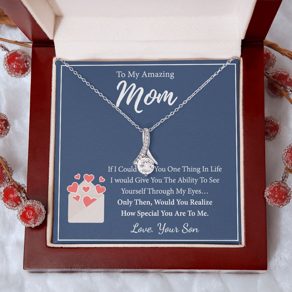 Mom Necklace Gifts for Mom from Daughter to Mom Gifts for Mothers Day from Daughter, To My Mom Necklace from Daughter to Mom Birthday Gifts Necklace with Message Card and Gift Box2238 Alluring Beauty Necklace
